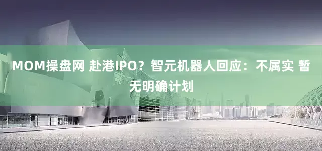 MOM操盘网 赴港IPO？智元机器人回应：不属实 暂无明确计划